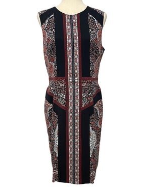Women’s BCBGMAXAZRIA Lauren Scarf Print Sheath Dress Size 12 Paisley Floral